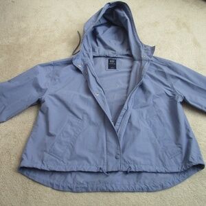 GAP Women's Hooded Rain Jacket Slate Blue Size Small